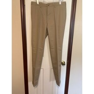 Lands' End Tailored Fit Khaki Chino Pants Plain Front‎ Cuffed Hem 33x33